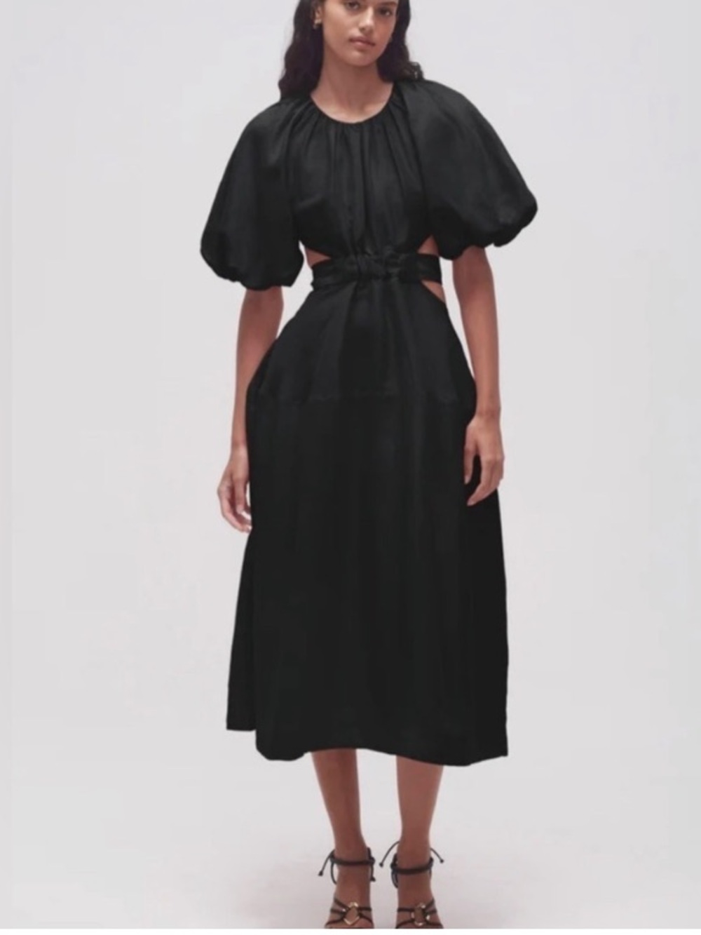 Aje mimosa cutout black midi dress NWT US 4
